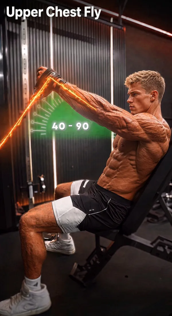 In-app demo of the Upper Chest Fly with form tips