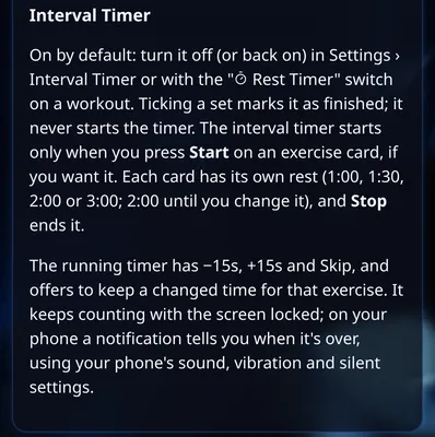 Guide topic chips and the Interval Timer section